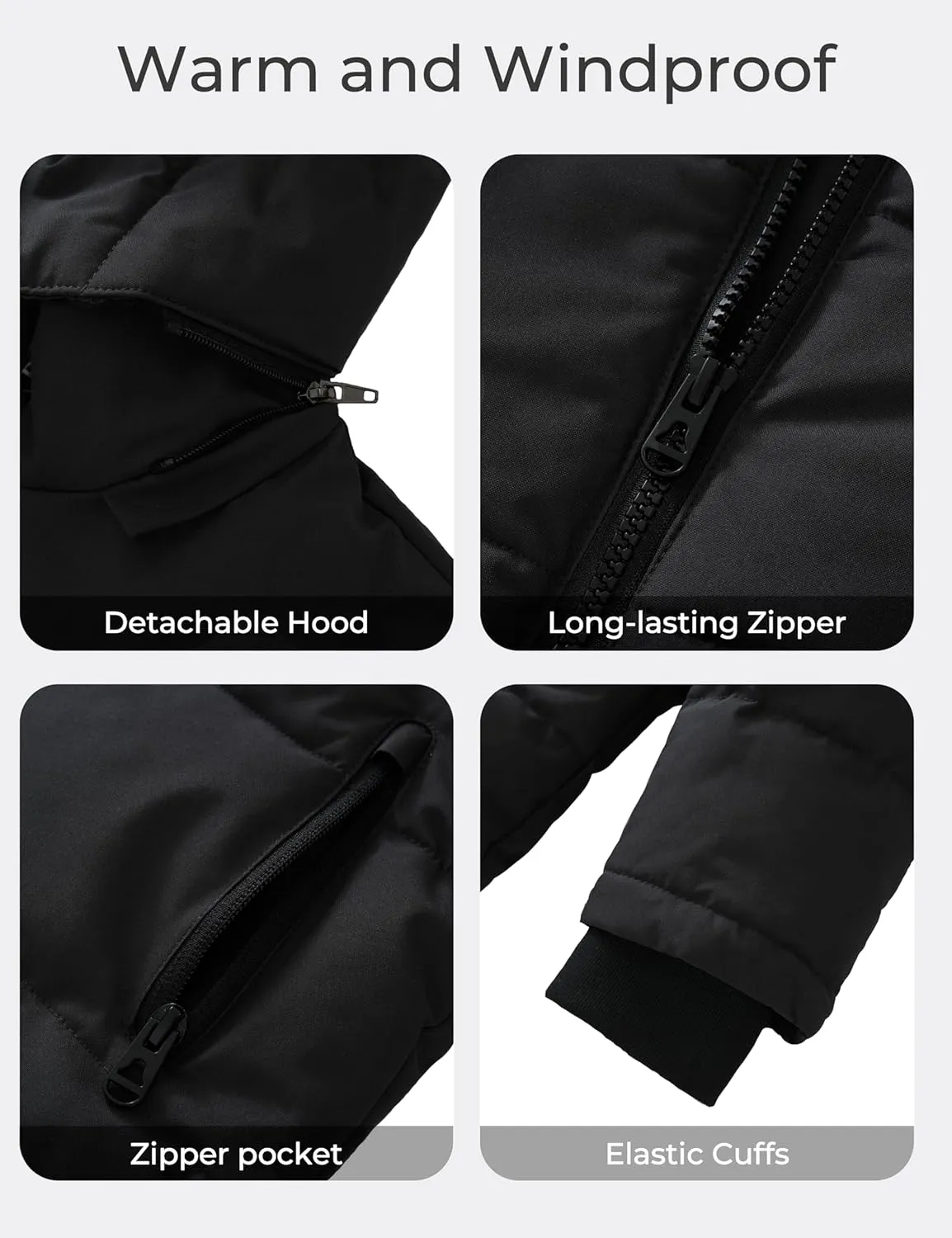 wantdo Boys' Winter Coat Puffer Jacket Waterproof Coat Hooded Zip Up