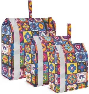 Watercolor Mandala Boho Plaid Packing Cubes for Travel 3 Set Travel Compression Bags Luggage Organizers for Carry On