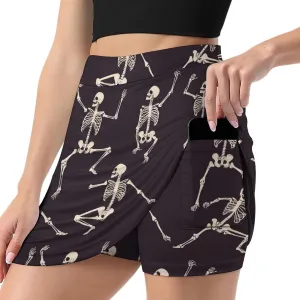 Wave Pattern Women's Athletic Skirts Light Proof A-line Trouser Skirt with Shorts Pockets