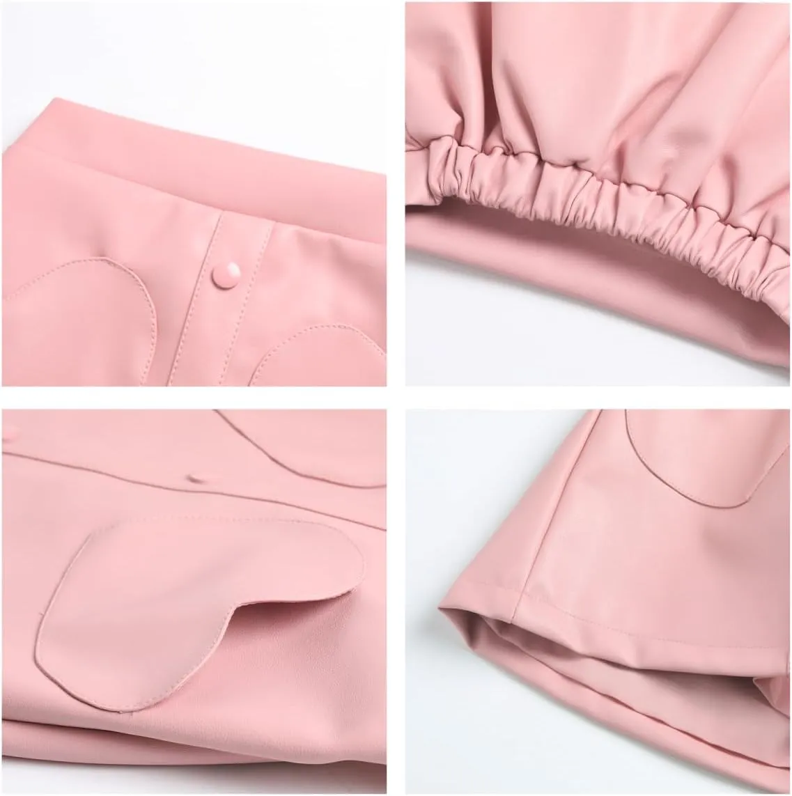 WELAKEN Faux Leather Skirt for Girls Toddler & Kids II Girl's A Line Skirt with Two Front Pockets