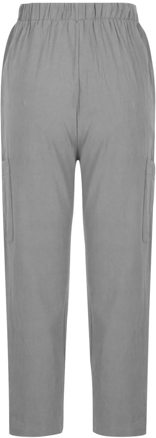 Wide Leg Linen Pant for Women Loose High Waisted Linen Pants Comfy Flowy Long Trousers Summer Vacation Beach Slacks