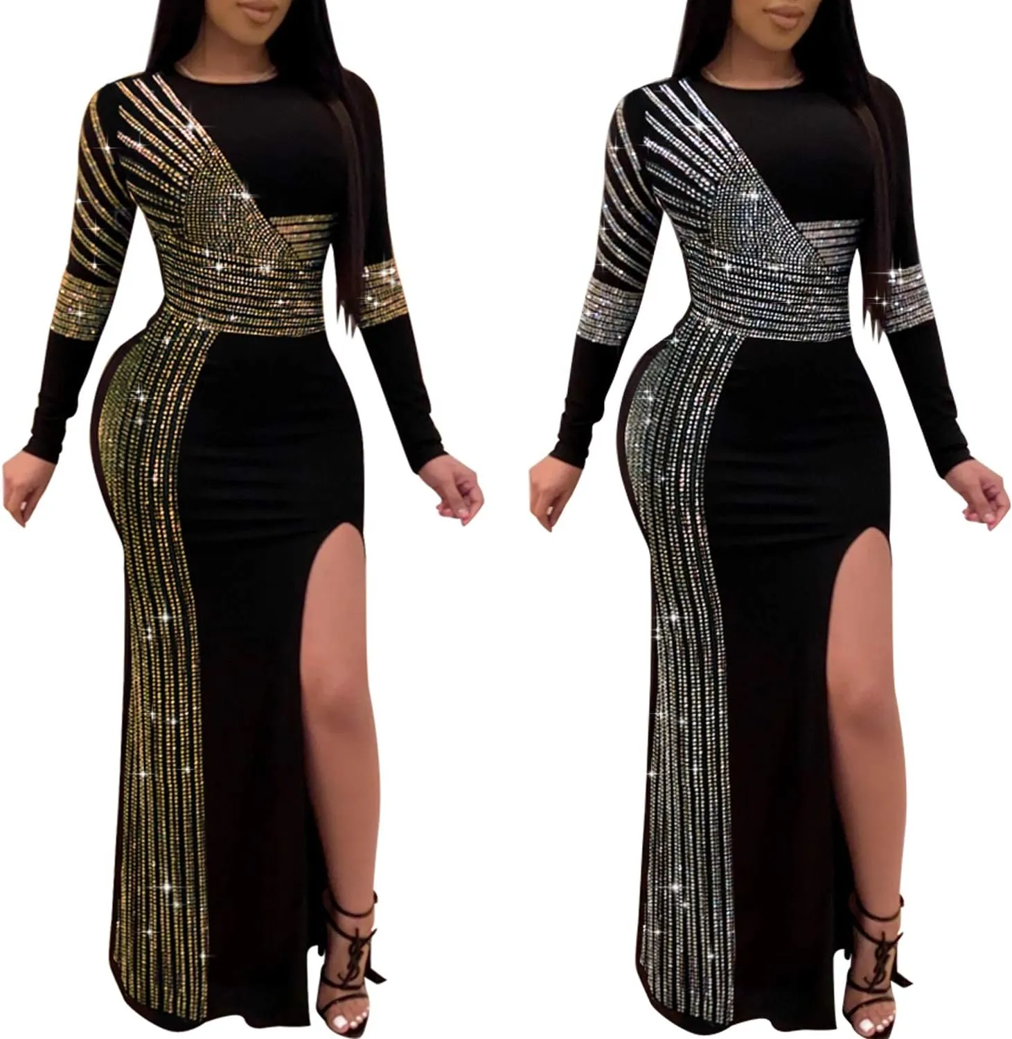 Women Long Sleeve Birthday Dresses Sexy hot Diamond Process Sexy Dress Party Club Night Dress