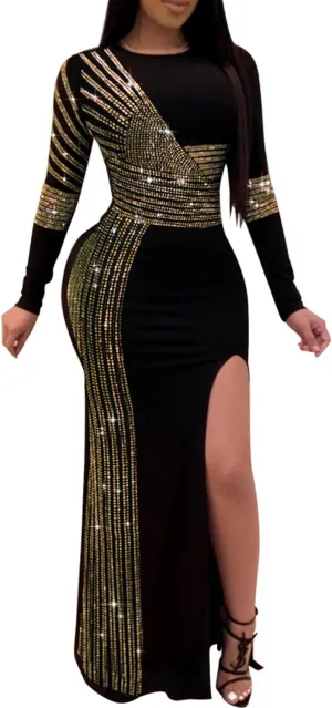 Women Long Sleeve Birthday Dresses Sexy hot Diamond Process Sexy Dress Party Club Night Dress