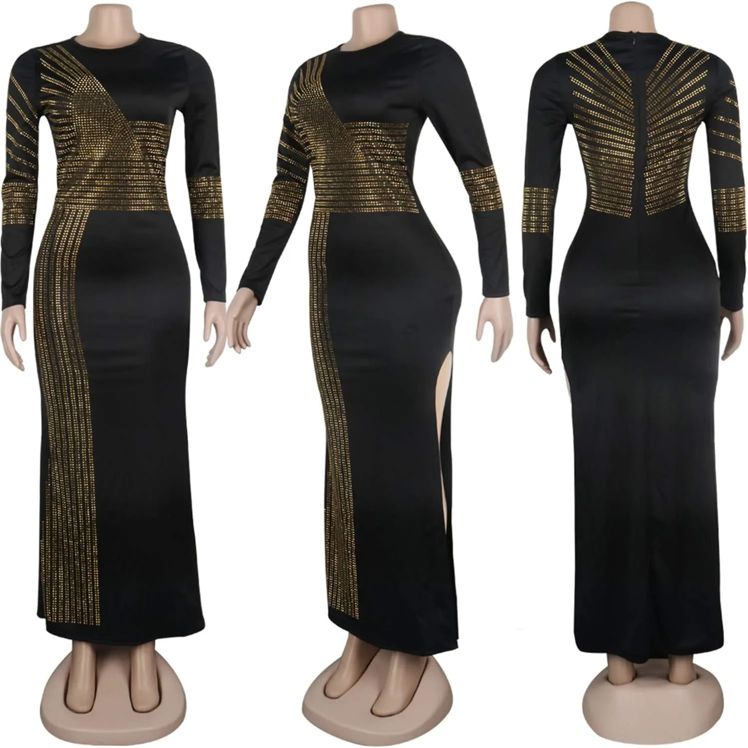 Women Long Sleeve Birthday Dresses Sexy hot Diamond Process Sexy Dress Party Club Night Dress