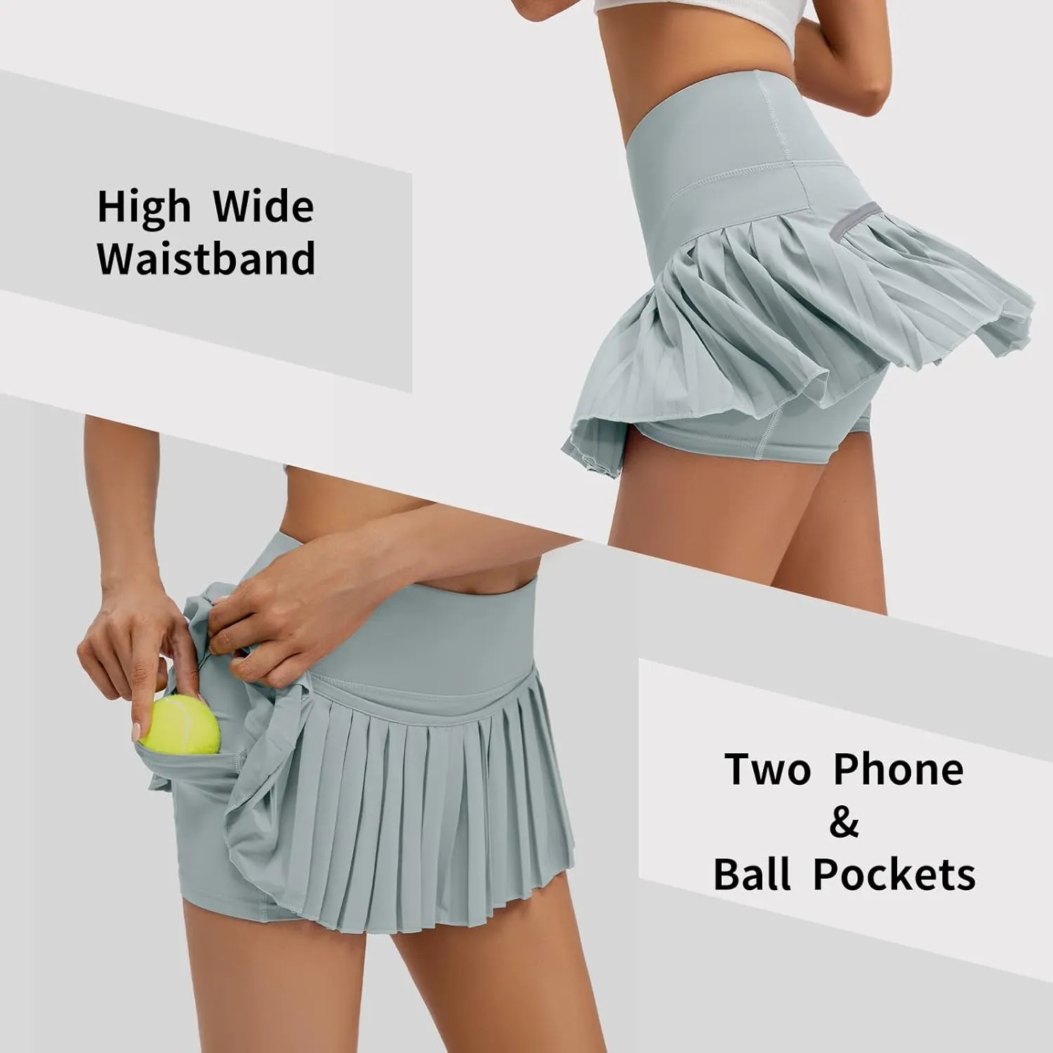 Women Pleated Tennis Skirt High Waisted Golf Athletic Skort Mini Skirts with Shorts Pockets Workout Running Apparel