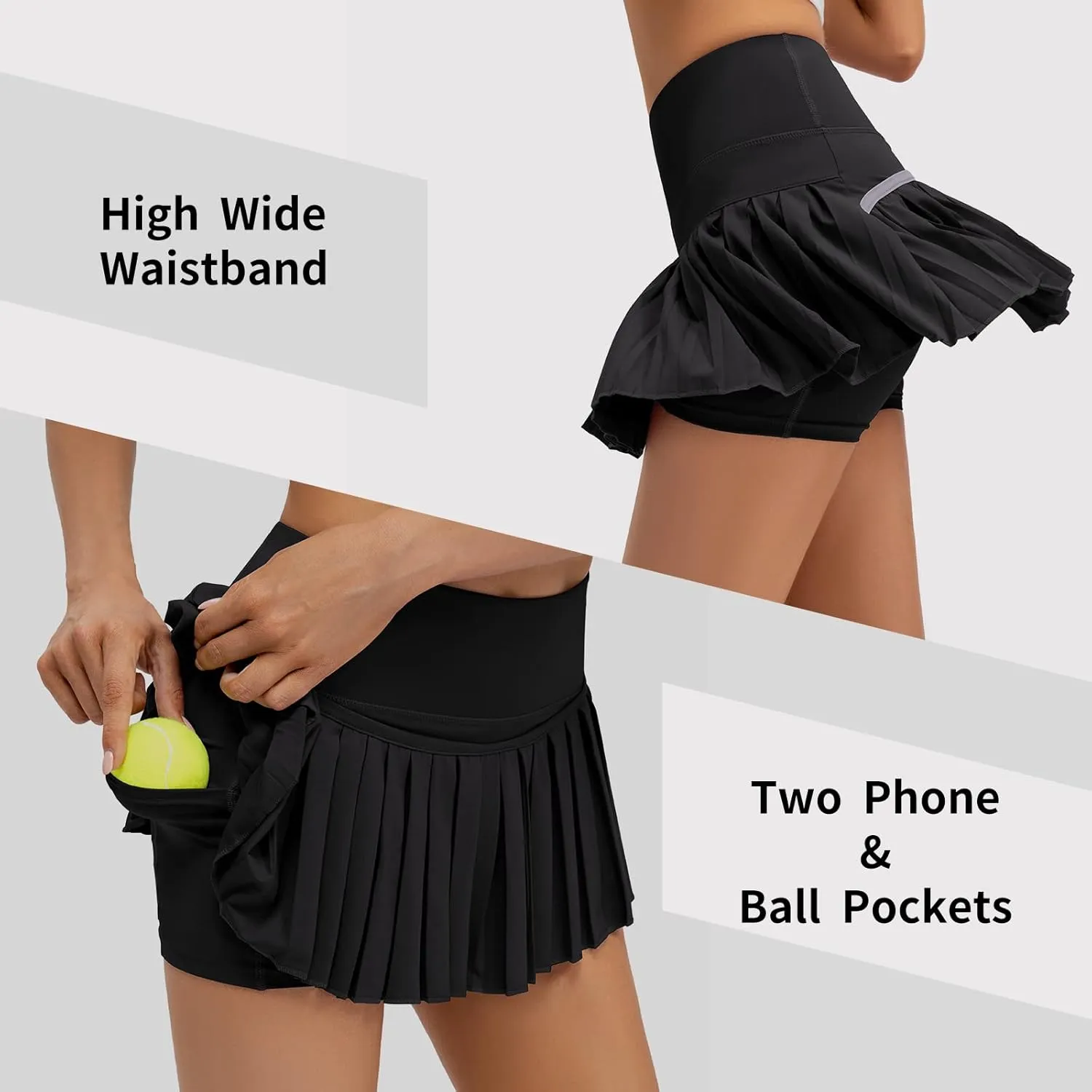 Women Pleated Tennis Skirt High Waisted Golf Athletic Skort Mini Skirts with Shorts Pockets Workout Running Apparel