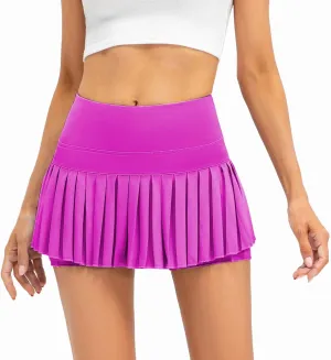 Women Pleated Tennis Skirt High Waisted Golf Athletic Skort Mini Skirts with Shorts Pockets Workout Running Apparel