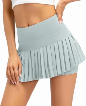 Women Pleated Tennis Skirt High Waisted Golf Athletic Skort Mini Skirts with Shorts Pockets Workout Running Apparel