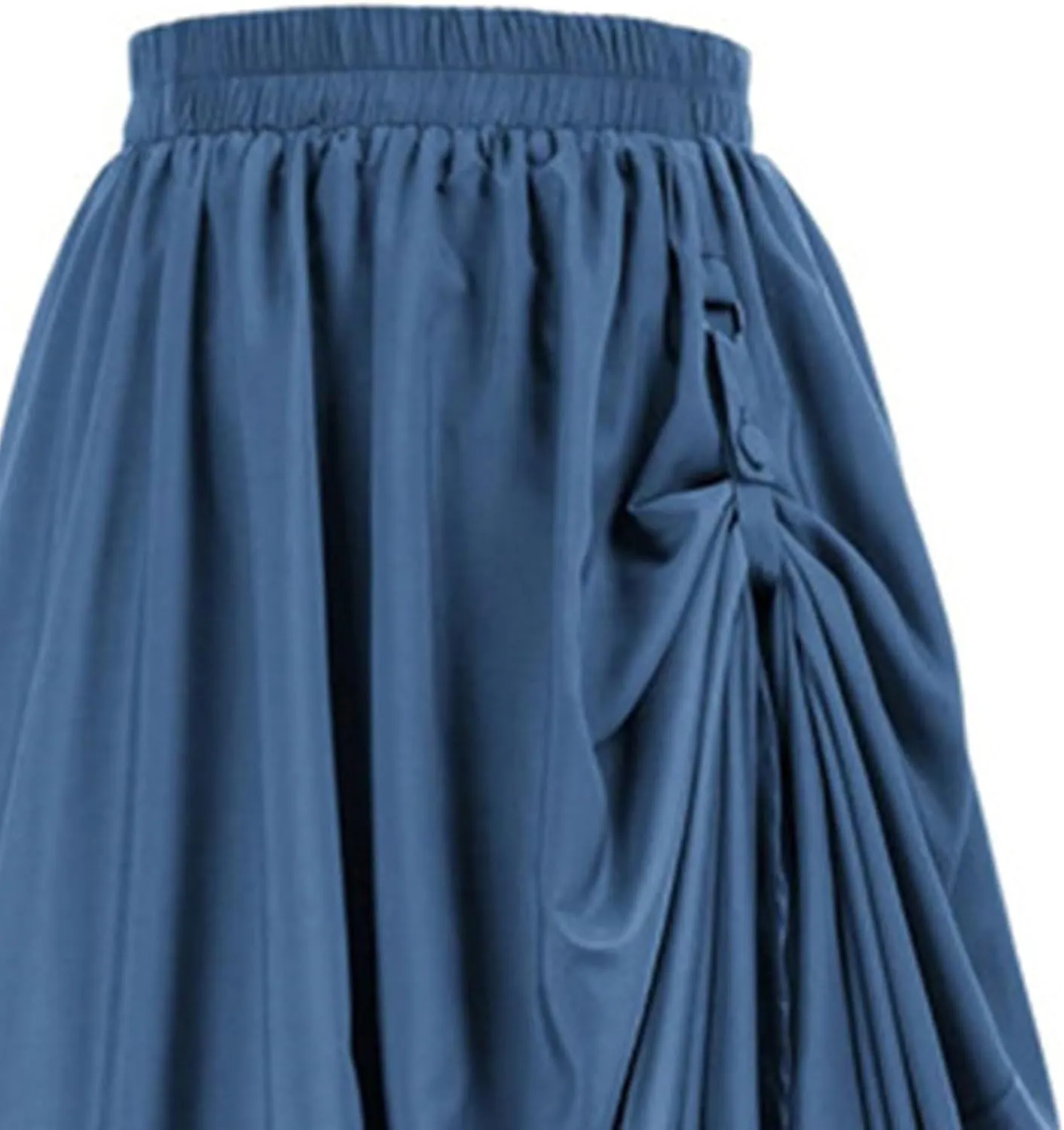 Women's Asymmetrical Split Slit Skirt Ruched Hight Waist Bodycon Midi Skirt Flowy Long Pleated Skirt Dress