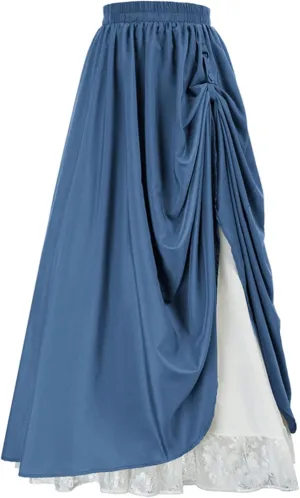 Women's Asymmetrical Split Slit Skirt Ruched Hight Waist Bodycon Midi Skirt Flowy Long Pleated Skirt Dress