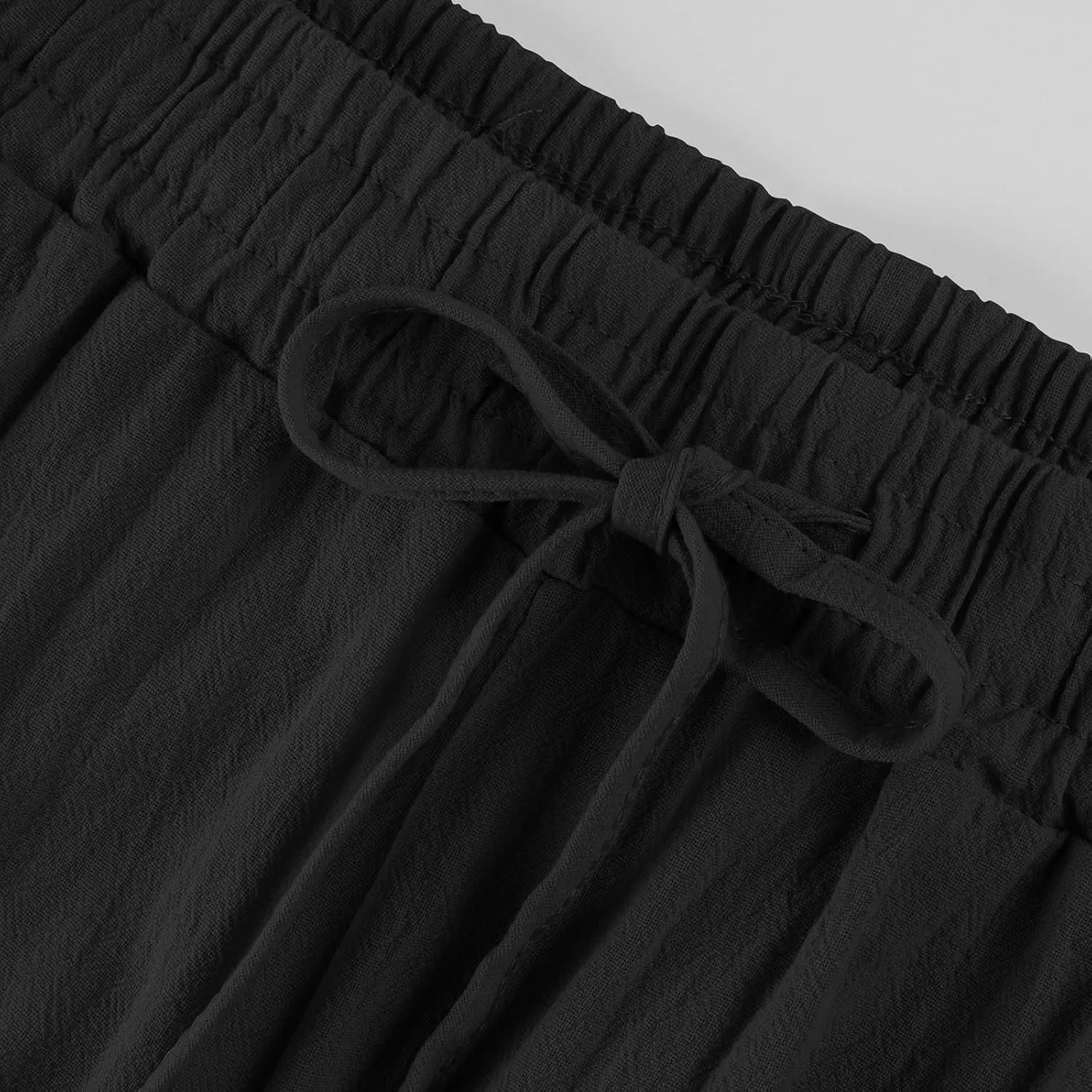 Women's Casual Cotton Linen Pants Drawstring High Waist Loose Fit Summer Pants Lounge Beach Trousers with Pockets