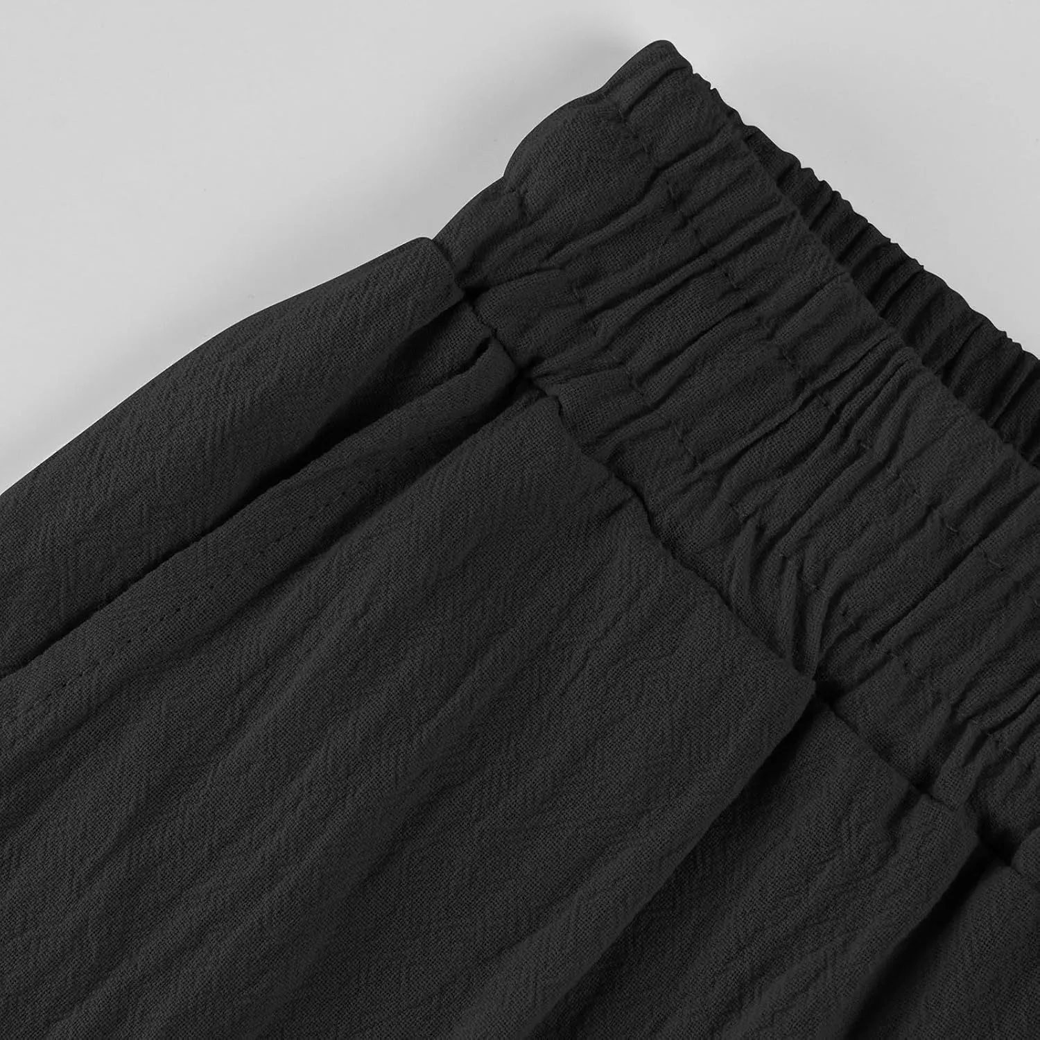 Women's Casual Cotton Linen Pants Drawstring High Waist Loose Fit Summer Pants Lounge Beach Trousers with Pockets