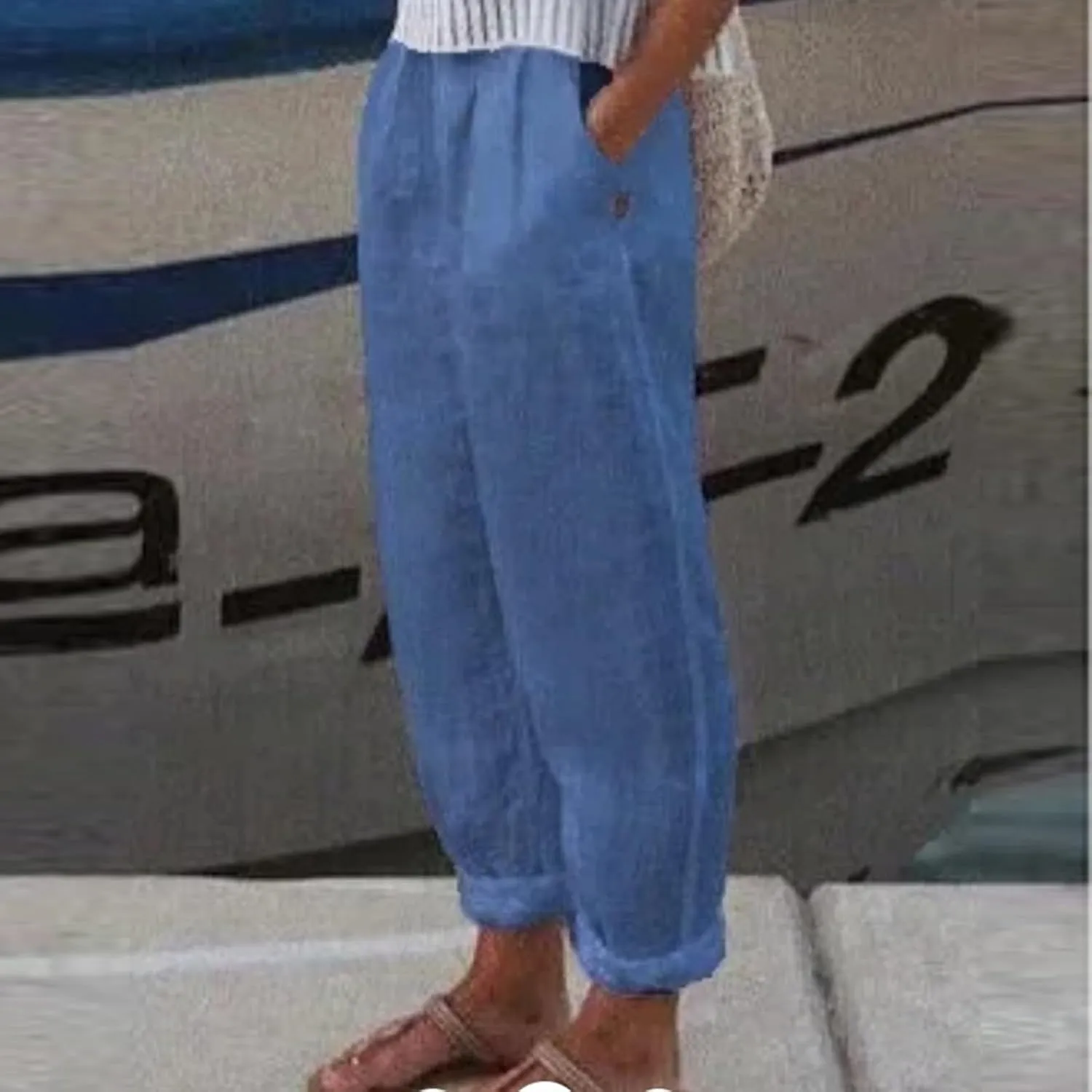 Women's Casual Wide Leg Palazzo Pants High Waist Loose Casual Pants Long Straight Drawstring Pants Trousers