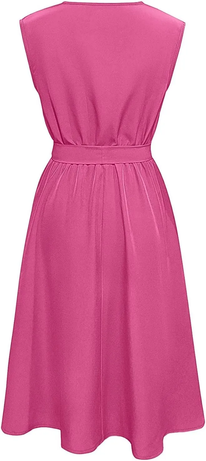 Women's Cocktail Party Work Dress Sexy V Neck Sleeveless Vacation Dress Casual A-Line Mini Sundress Short Dress