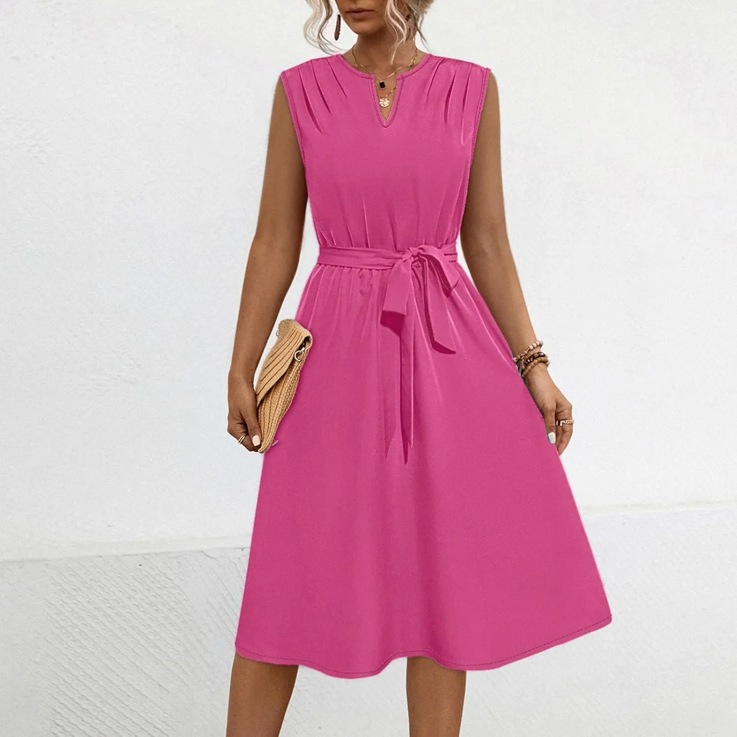 Women's Cocktail Party Work Dress Sexy V Neck Sleeveless Vacation Dress Casual A-Line Mini Sundress Short Dress