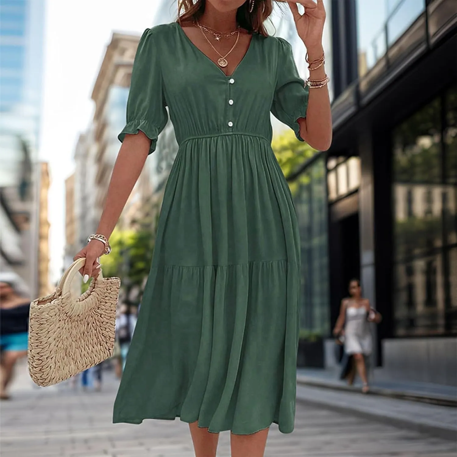 Women's Cocktail Party Work Dress Sexy V Neck Sleeveless Vacation Dress Casual A-Line Mini Sundress Short Dress