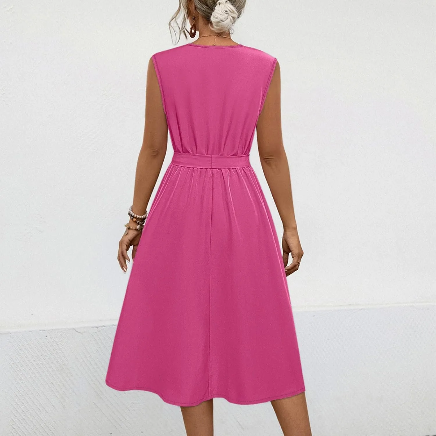 Women's Cocktail Party Work Dress Sexy V Neck Sleeveless Vacation Dress Casual A-Line Mini Sundress Short Dress