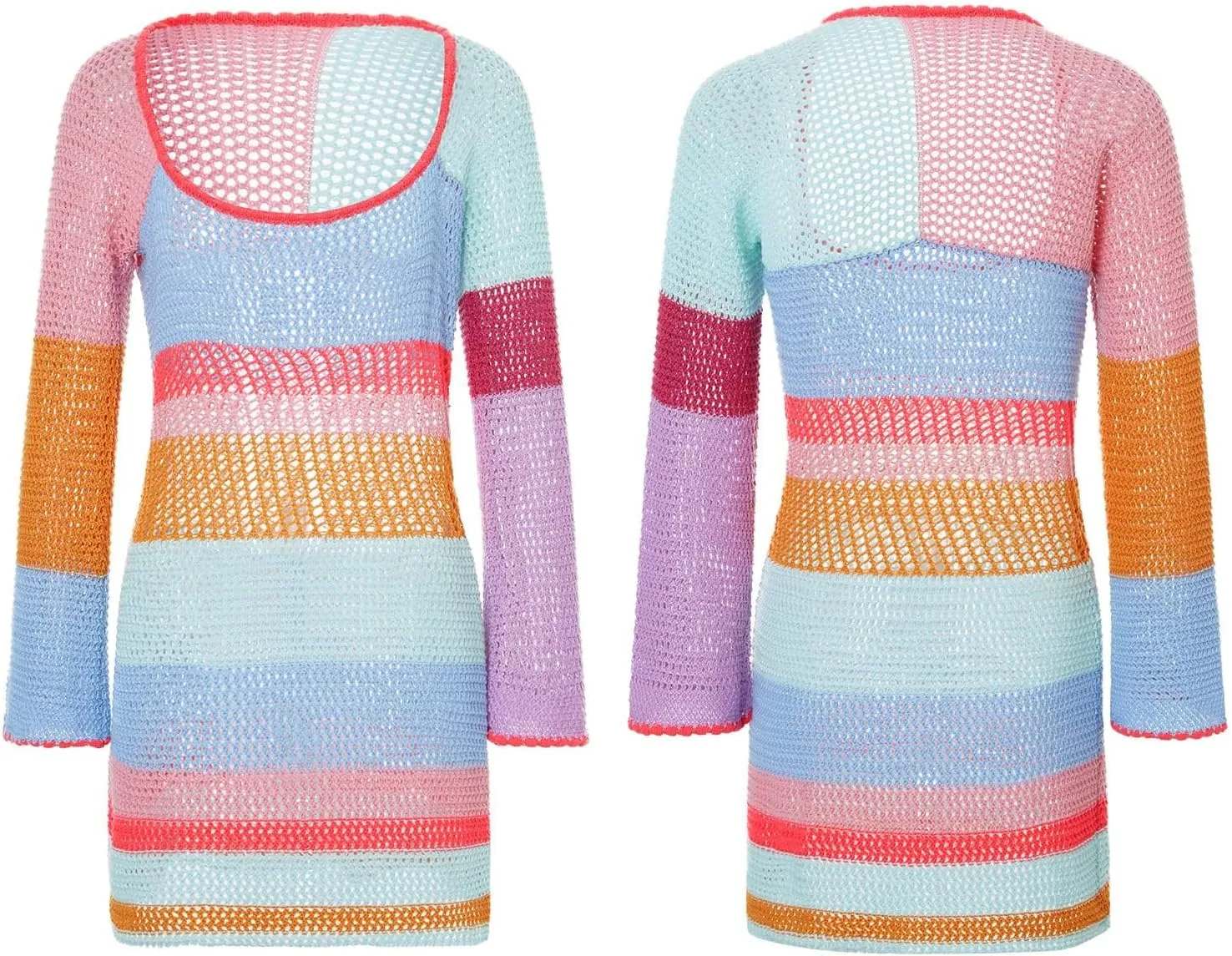 Womens Crochet Knit Mini Dress Hollow Out Backless Bodycon Short Dresses Summer Tie Up Beach Wear Sundress