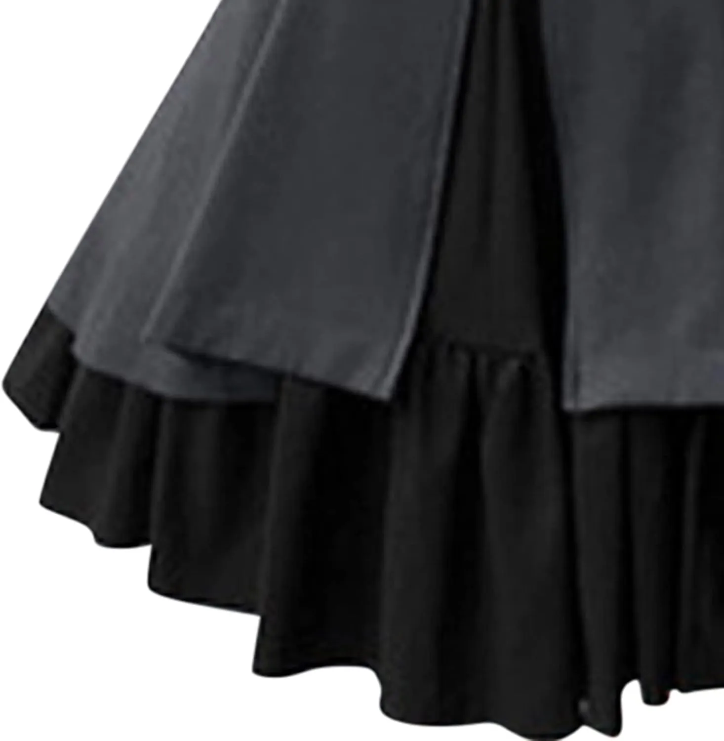 Women's Fashion Lolita Gothic Dresses Punk Vintage Bow Long Sleeve Dresses Ruffle Renaissance Cosplay Mini Dress