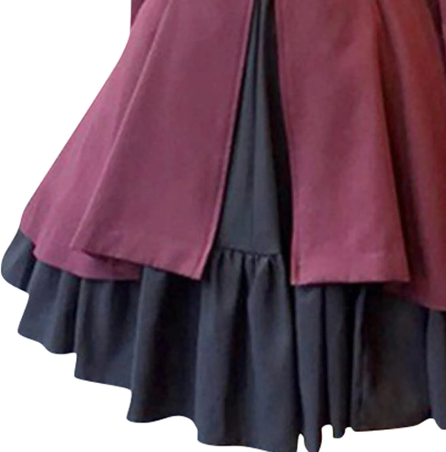 Women's Fashion Lolita Gothic Dresses Punk Vintage Bow Long Sleeve Dresses Ruffle Renaissance Cosplay Mini Dress