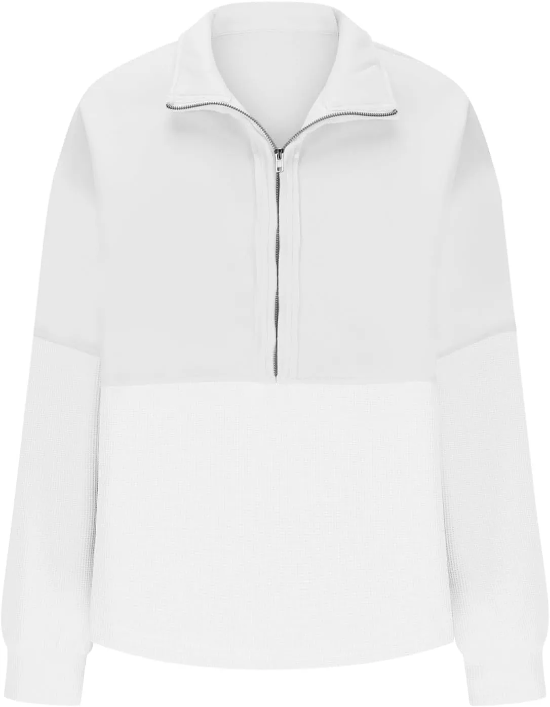 Womens Half Zip Up Sweatshirt Trendy Long Sleeve Oversized Pullover Tops Waffle Knit Hoodies Fall Outfits 2024