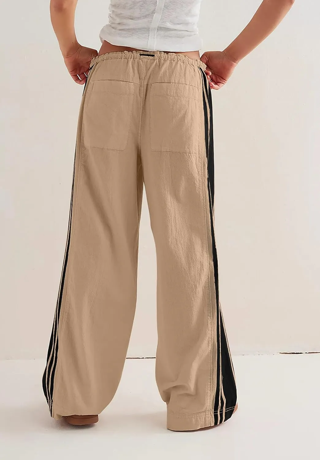 Womens Hudson Canyon Pants Side Striped Sweatpants Drawstring Waist High Rise Pant Trousers with Pockets