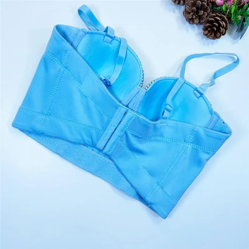 Women's Pearl Camisole Vest for Outer Wear with Beautiful Back and Navel Exposed, Sexy Short Tube Top Vest