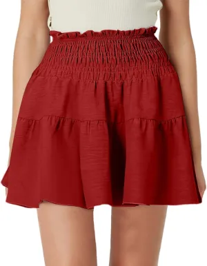 Women's Skirt Flowy A Line High Waisted Peplum Mini Skirt Pleated Cute Womens Long Dress