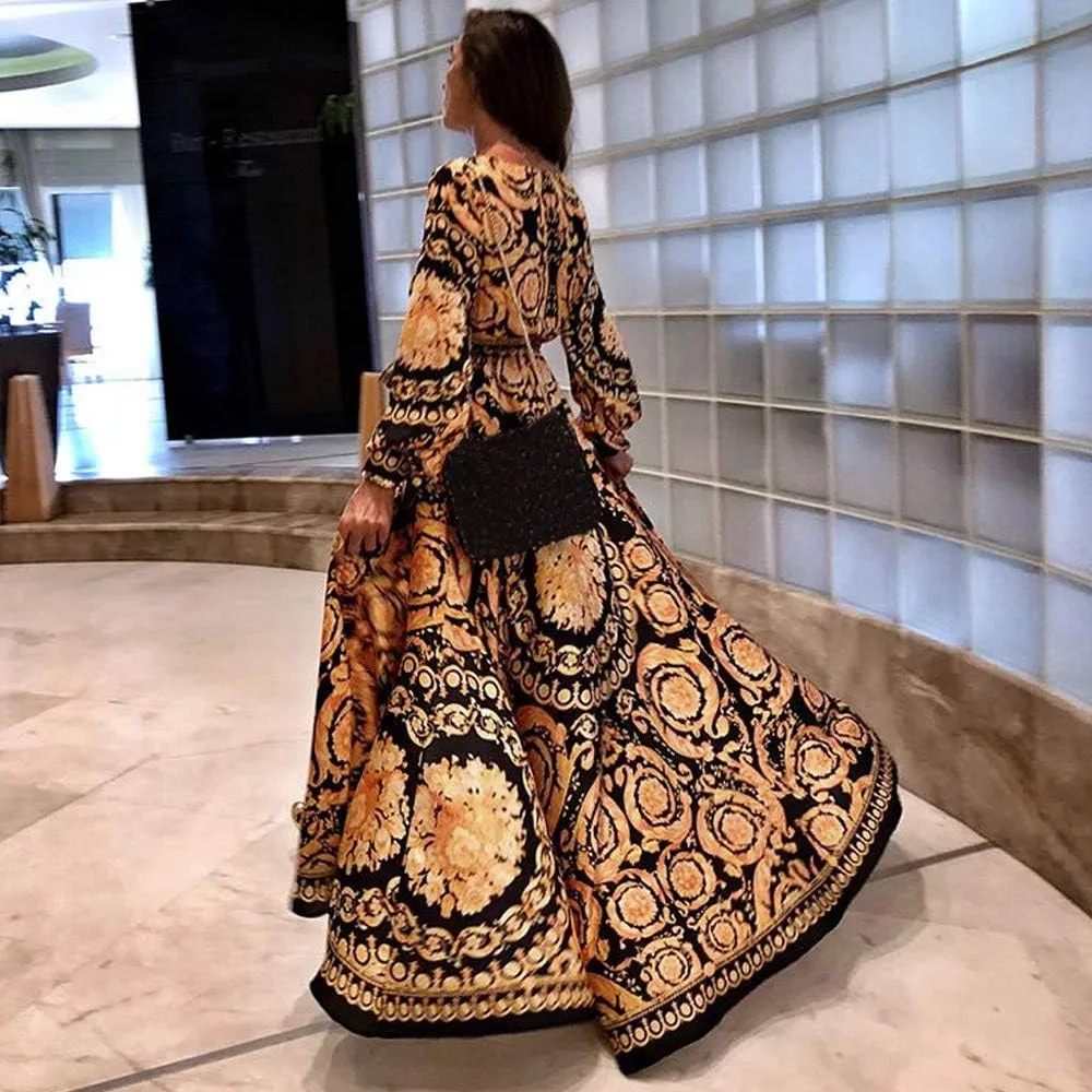 Women's Summer Bohemian Floral Print Split Beach Party Maxi Dress Wrap V Neck Short Sleeve Casual Long Dresses