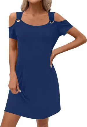 Women's Summer Boho Short Sleeve T-Shirt Mini Dress 2025 Tropical Beach Vacation Sundress Casual Flowy Dresses