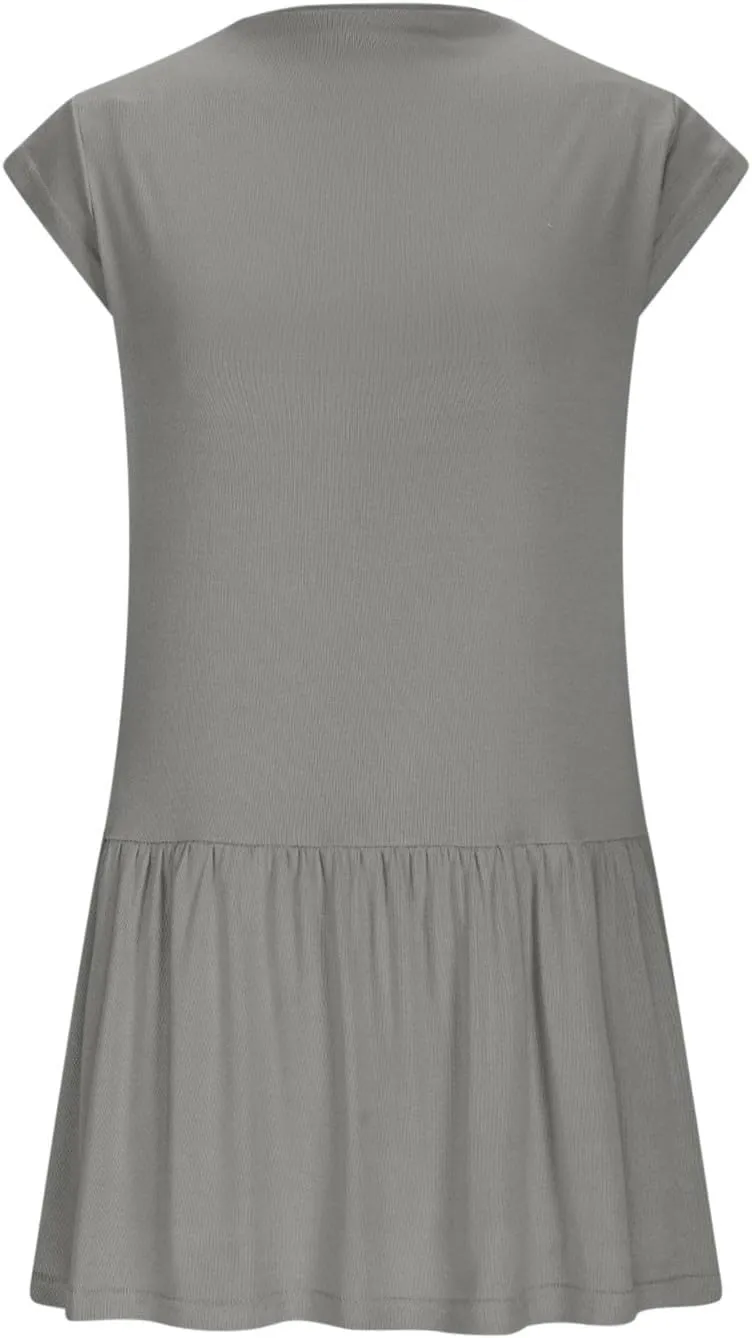 Womens Summer Casual Mock Neck Sundresses Cotton Pleated Knee Length Sleeveless Tank Dress Fashion Wrap Mini Dresses