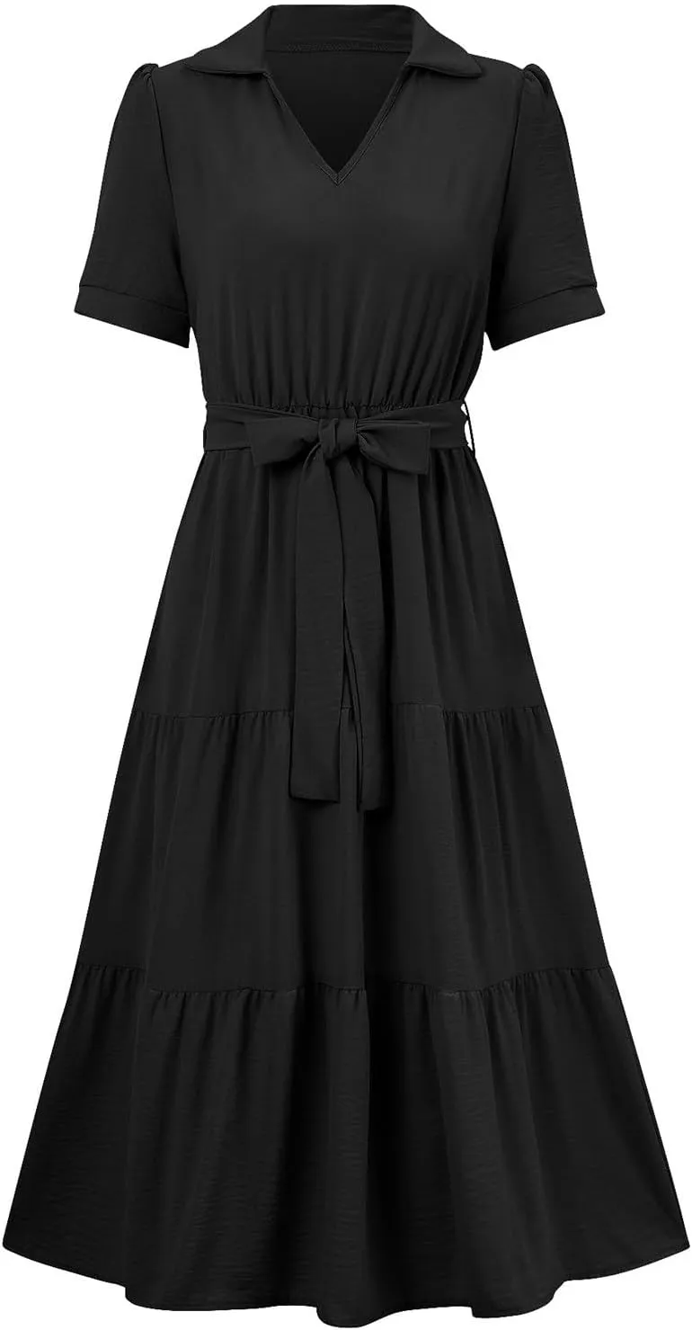 Women's Summer Dress One Shoulder Ruffle Sleeveless Empire Waist Wedding Guest Dresses Ruched A Line Flowy Sundresses