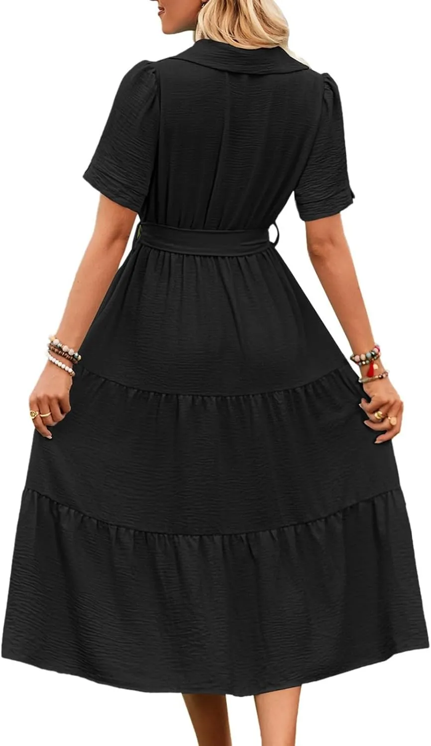 Women's Summer Dress One Shoulder Ruffle Sleeveless Empire Waist Wedding Guest Dresses Ruched A Line Flowy Sundresses