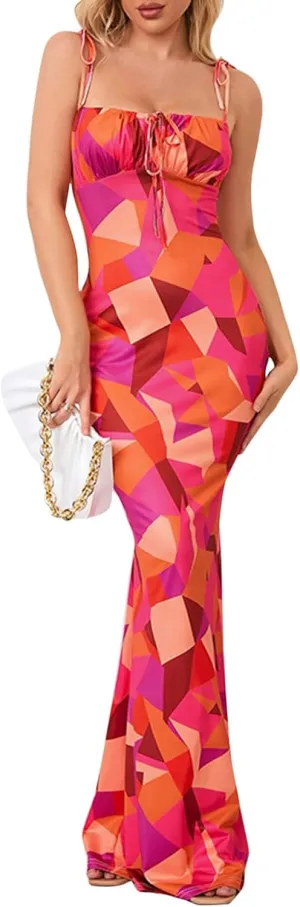 Women's Summer Dress Sleeveless Halter Neck Ruffle Tiered Layed Casual Vacation Maxi Dress Backless Beach Sundresses