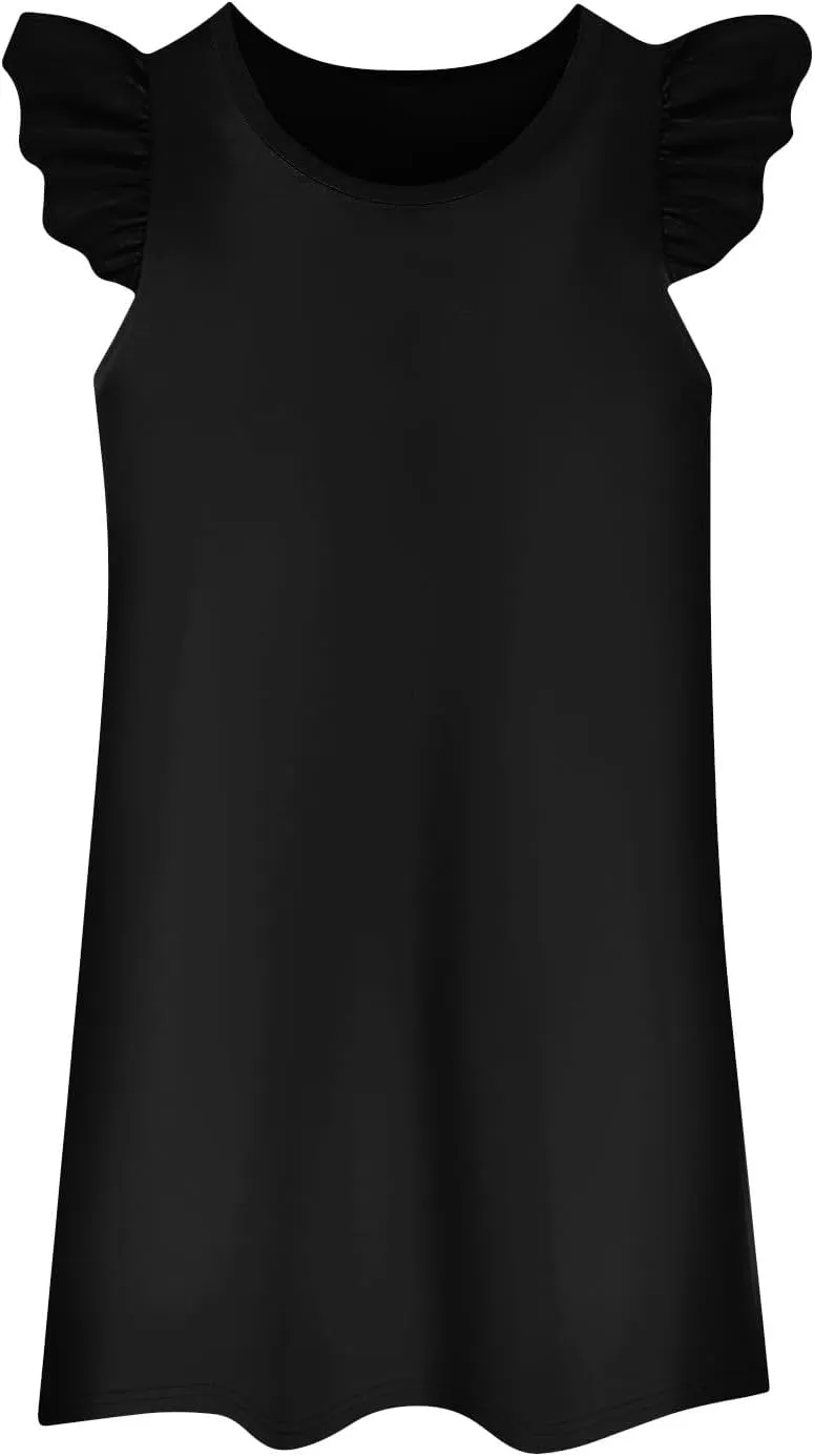 Women's Summer Dresses Beach Casual Sundress Ruffle Sleeve Ruffle Hem Short Mini Dress Vacation Outfits for Women