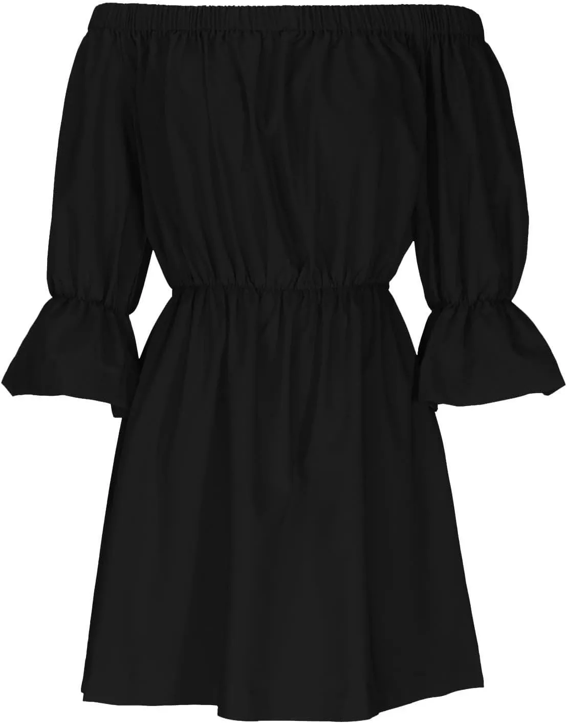 Womens Summer Dresses Sexy Off Shoulder Ruffle Dress Long Sleeve Elastic Waist A-Line Casual Swing Mini Dresses
