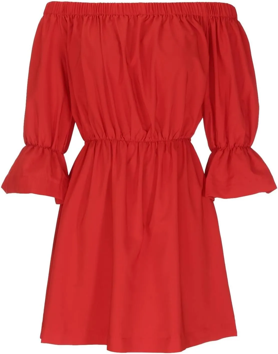 Womens Summer Dresses Sexy Off Shoulder Ruffle Dress Long Sleeve Elastic Waist A-Line Casual Swing Mini Dresses