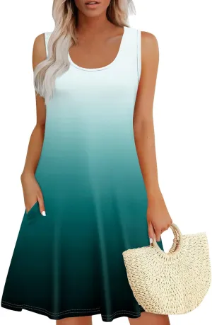 Womens Summer Dresses Sleeveless V Neck Mini Dresses Floral Print Sundresses Casual Tank Dresses Beach Cover Ups