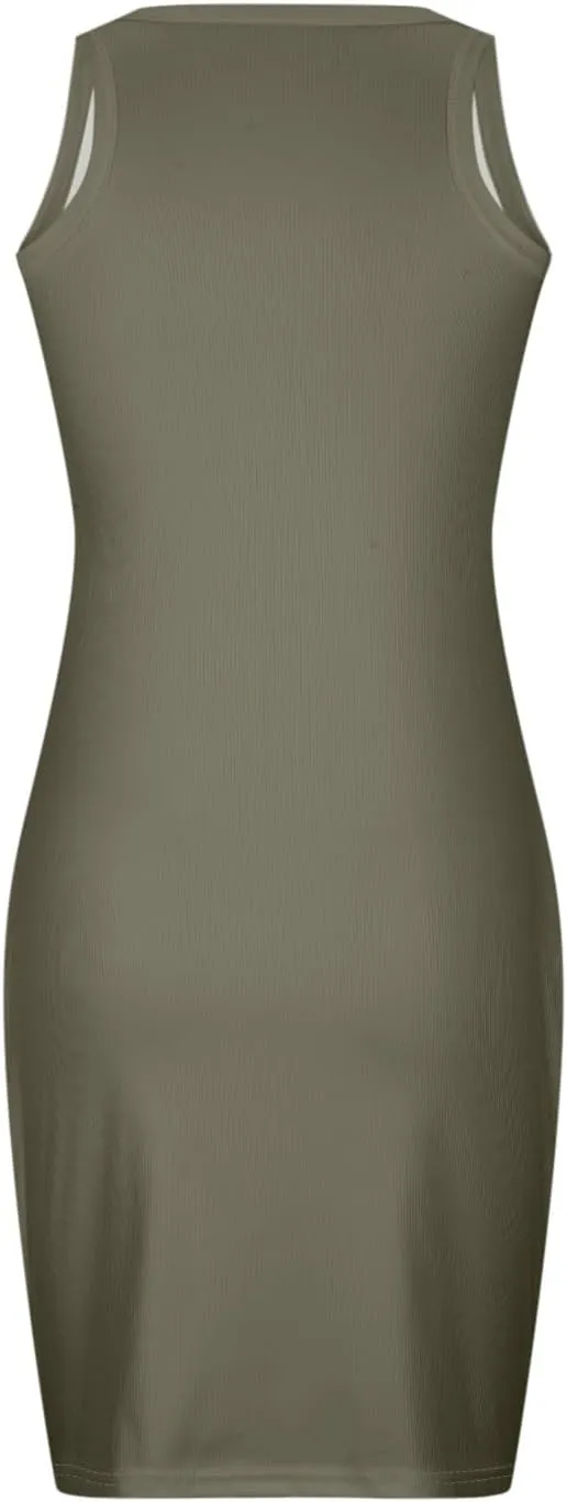 Women's Summer Ribbed Tank Dress Scoop Neck Slim Fit Sleeveless Bodycon Mini Dresses 2025 Sexy Dress