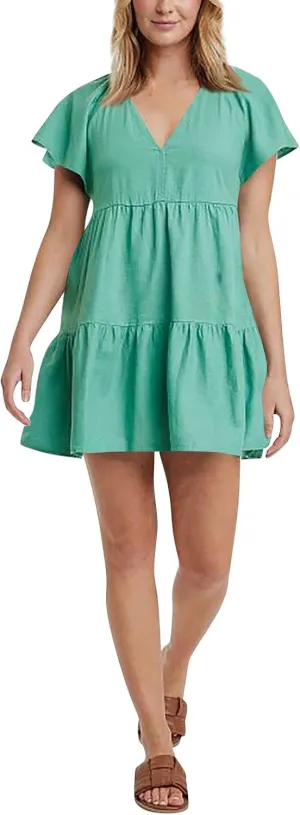 Womens Summer Ruffle Sleeve V Neck Mini Dress 2024 Fashion Casual Flowy A Line Tiered Boho Beach Vacation Sundress