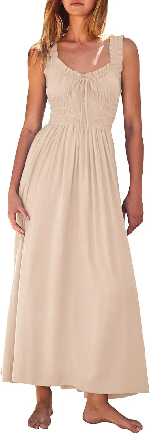 Women's Summer Split Thigh Spaghetti Strap Cami Midi Floral Dress Casual Elegant Bustier Corset Slit Long Dresses
