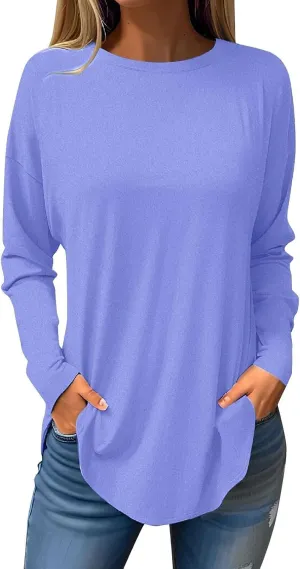 Womens Sweatshirt Crewneck Sweater Fleece Long Sleeve Pullover Tops Casual Tunic Tops for Women Loose Fit Shirts