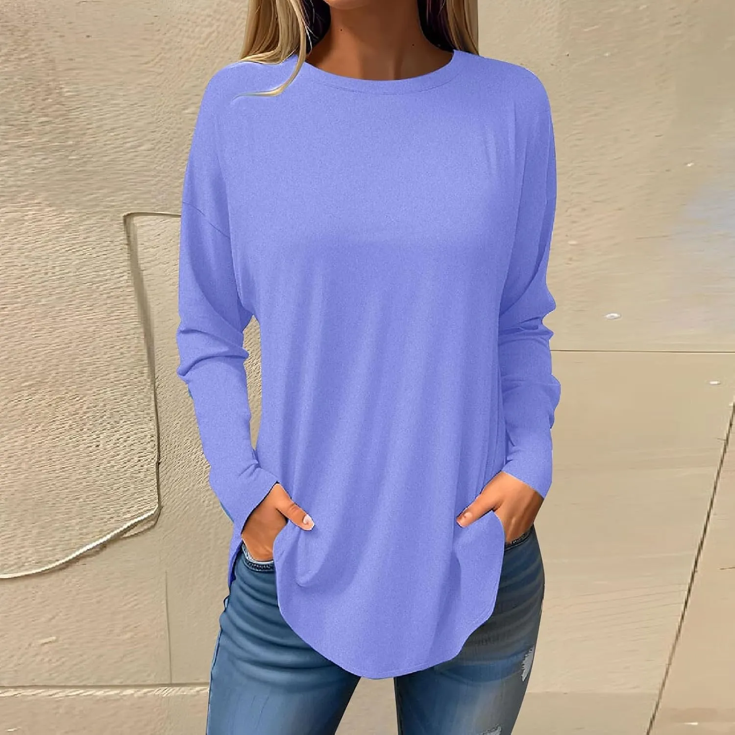 Womens Sweatshirt Crewneck Sweater Fleece Long Sleeve Pullover Tops Casual Tunic Tops for Women Loose Fit Shirts