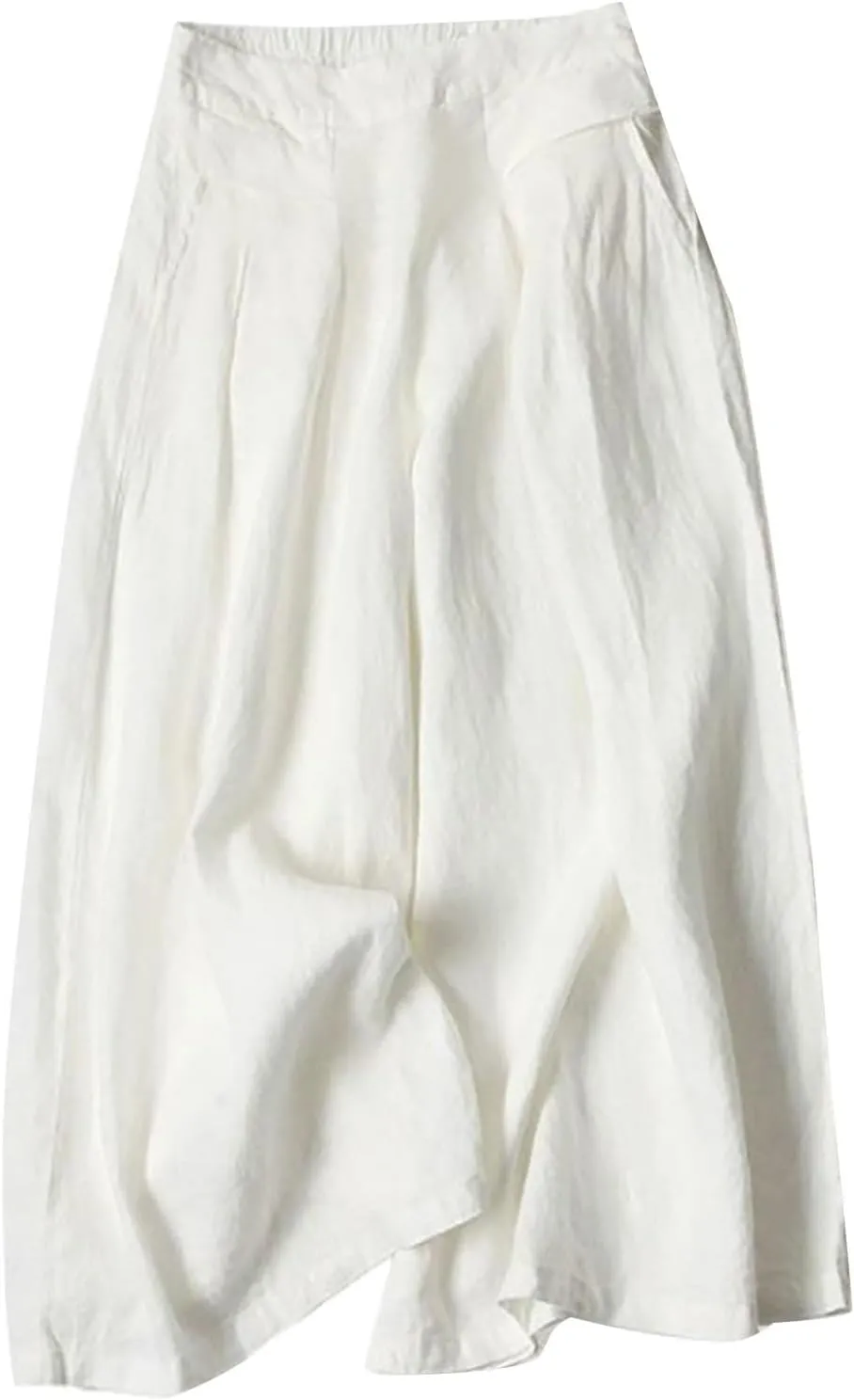 Women's Wide Leg Lounge Pants High Waisted Loose Fit Comfy Casual Pant Summer Cotton Linen Trousers with Pockets