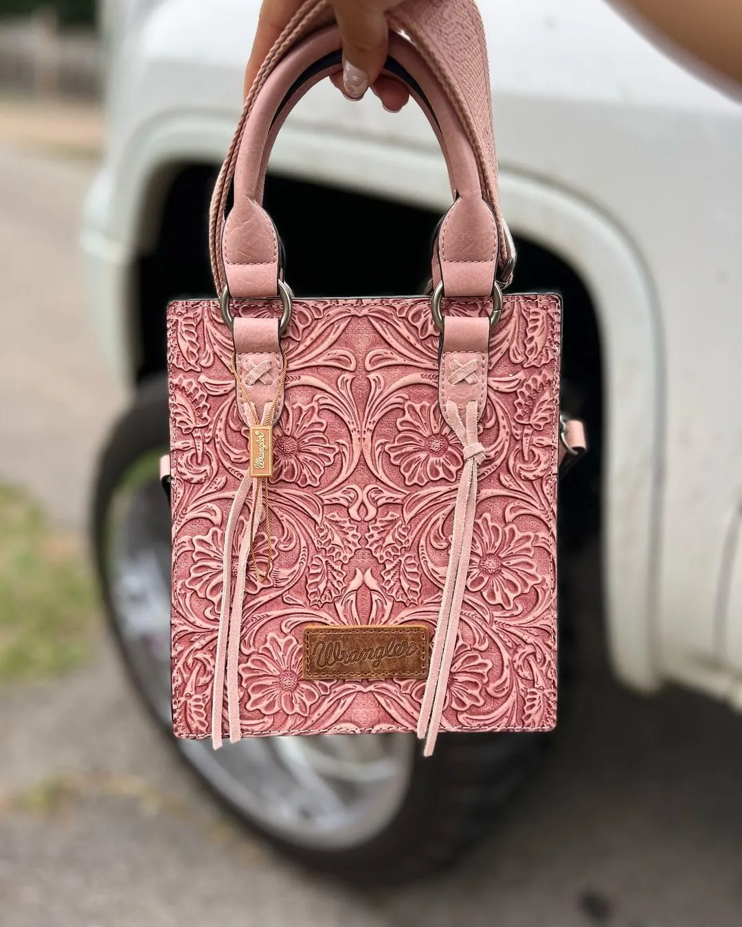 Wrangler Small Crossbody Bag for Women Tooling Top Handle Handbags and Mini Tote Bag