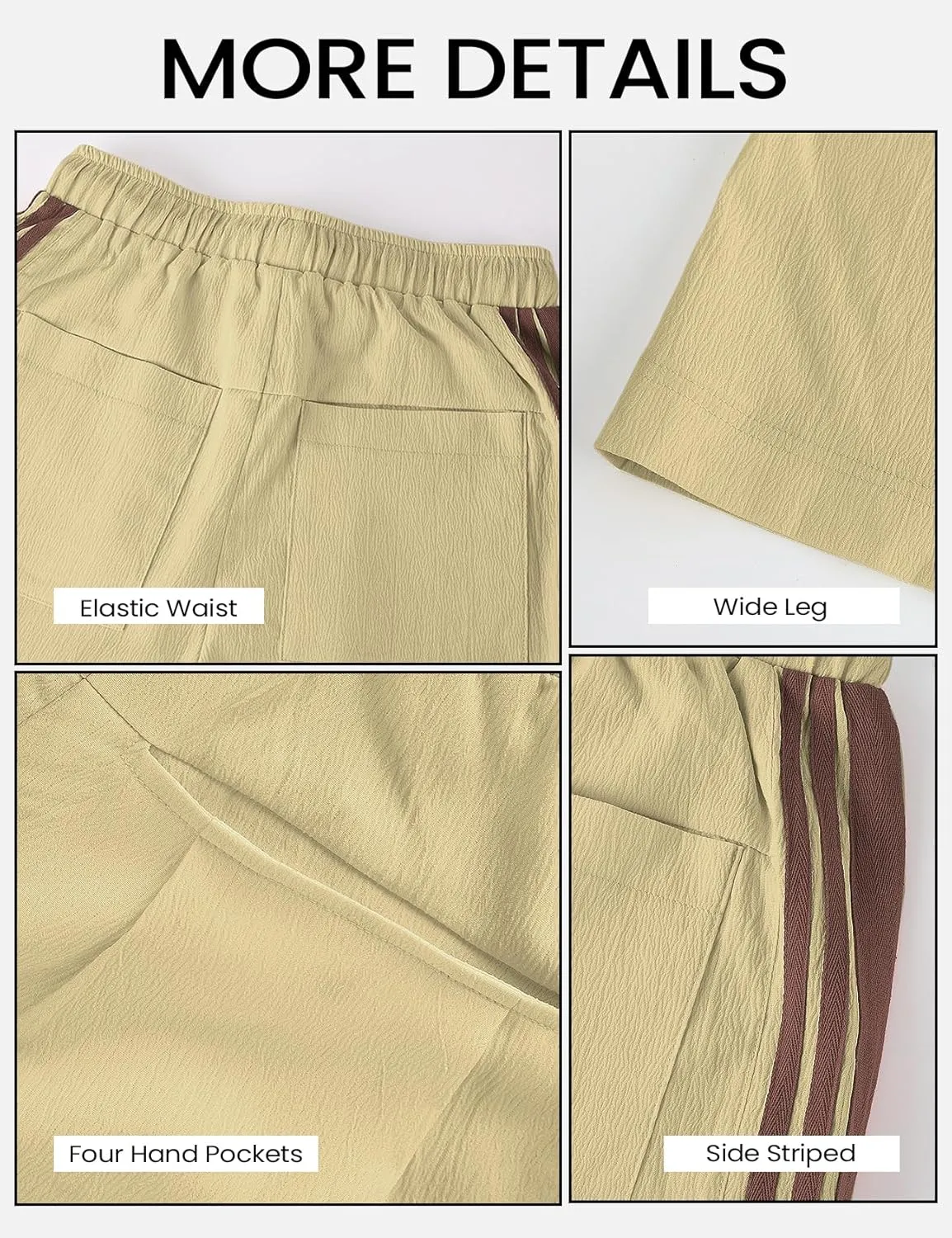 Wyeysyt Womens Wide Leg Pants Drawstring High Rise Palazzo Pants Side Striped Baggy Track Pants with Pockets