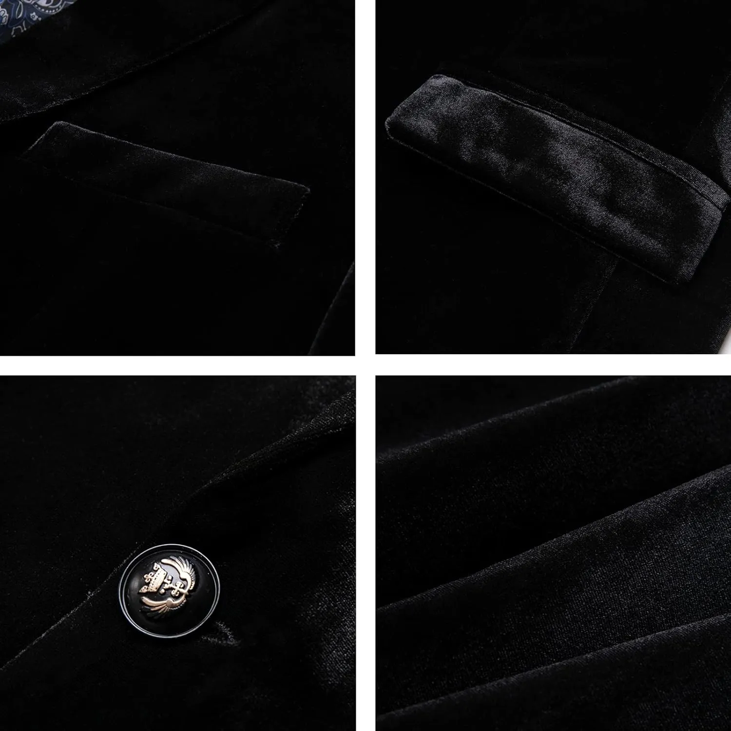 WZIKAI Mens Velvet Blazer One Button Slim Fit Solid Fashion Suit Jacket Sport Coat for Wedding Prom Dinner Party