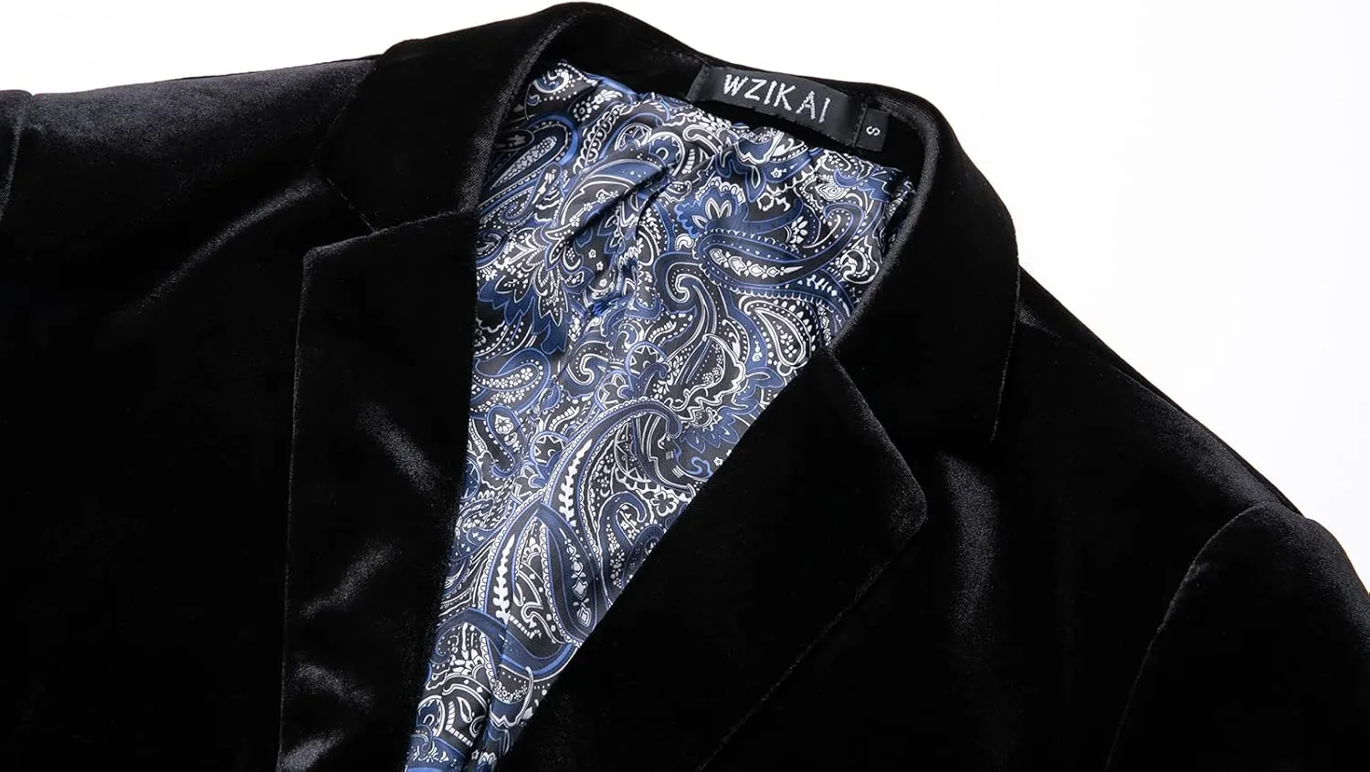 WZIKAI Mens Velvet Blazer One Button Slim Fit Solid Fashion Suit Jacket Sport Coat for Wedding Prom Dinner Party