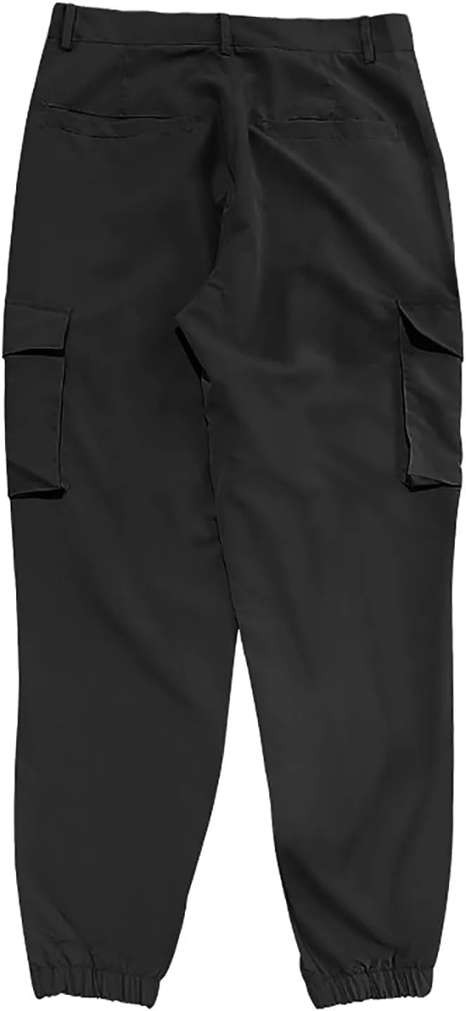 YUHGODO Men's Cargo Jogger Pants Stretch Elastic Waist Drawstring Sweatpants Slim Fit Hiking Outdoor Tapered Trousers