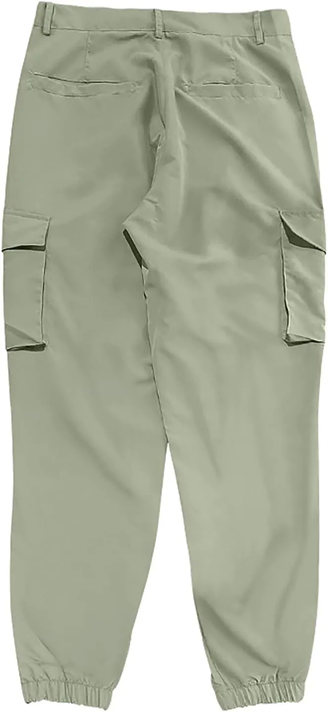 YUHGODO Men's Cargo Jogger Pants Stretch Elastic Waist Drawstring Sweatpants Slim Fit Hiking Outdoor Tapered Trousers